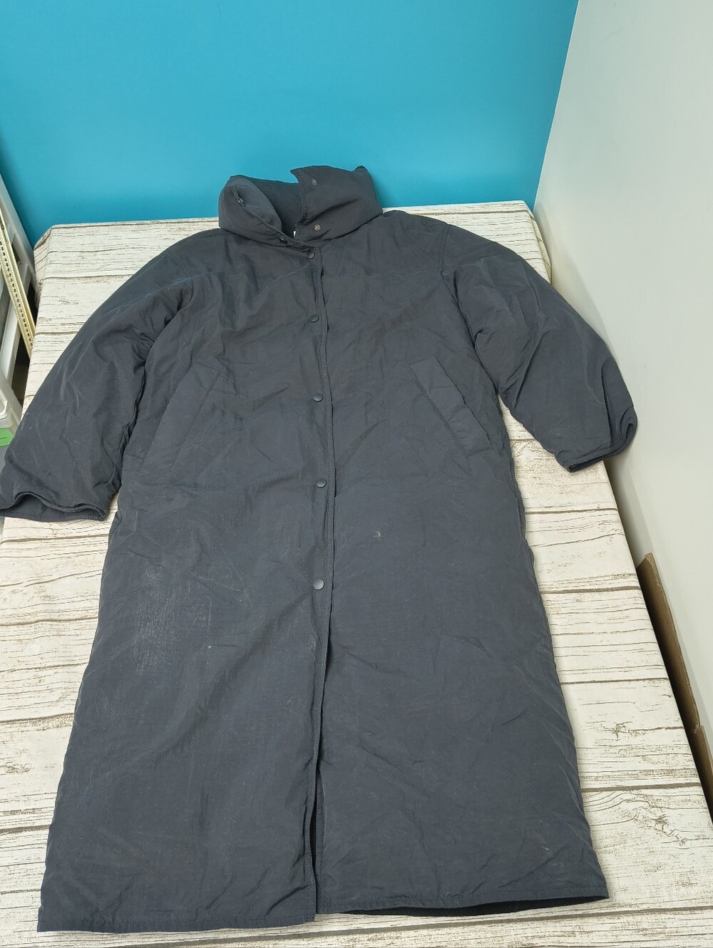 & Other Stories Black Down Long Button Closure Parka Women Size Small